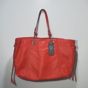 NEW Vince Camuto Pebbled Leather Faria Tote Candy Coral